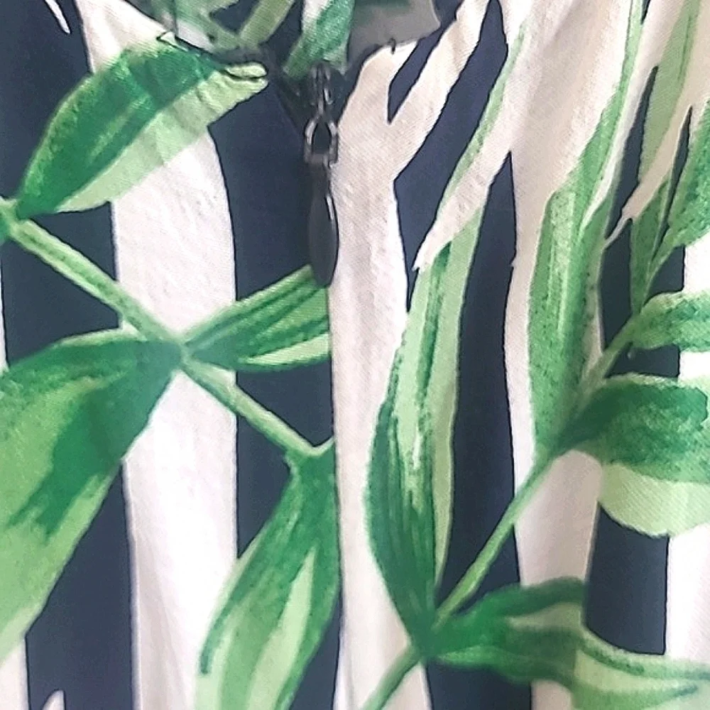 Zara Trafaluc Romper Jumper capri length halter top sleeveless palm leaf print